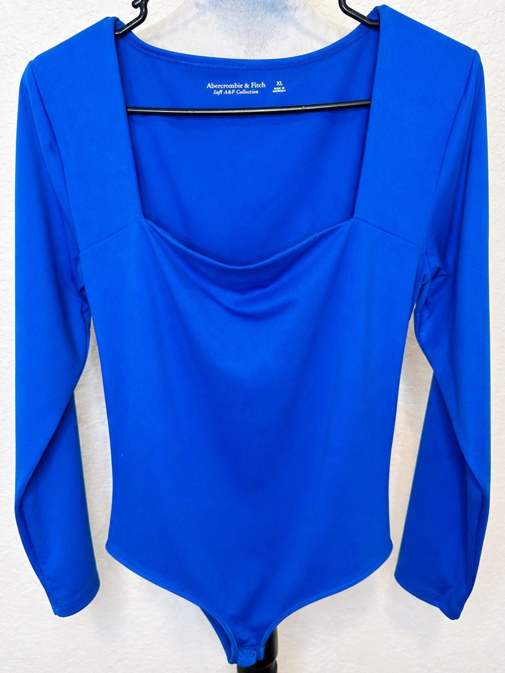 Abercrombie & Fitch Blue Long Sleeve Bodysuit Women’s XL Square Neck Stretch